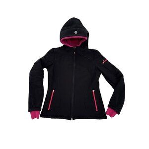 lululemon polartec black & hot pink fleece lined jacket size 6 running dance